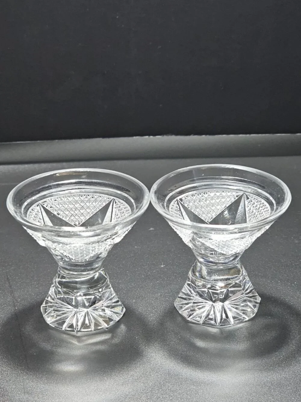 2 Vintage Bohemian Cut Crystal Cordial Glass 2oz Liqueur Stemware Elegant Barwar